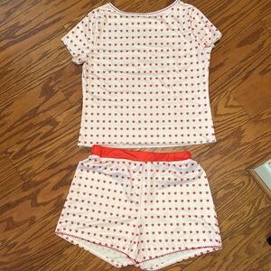 Red and White Heart Pajama Set for Cozy Sleep